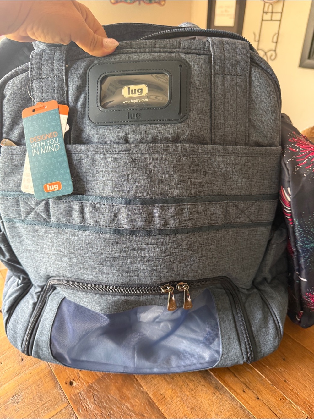 NWT lug light blue Travel /Gym bag tote with Clear Front mesh Pocket